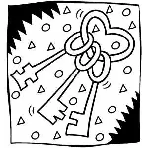 Keys to heart coloring page