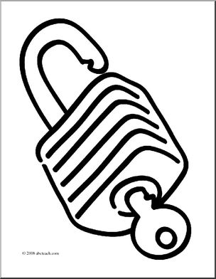 Clip art basic words lock coloring page i