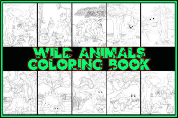 Animals coloring book with keywords by perseverance breeds success