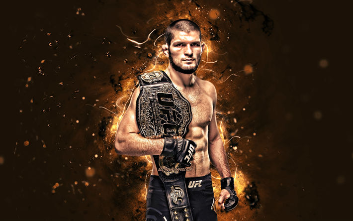 Download wallpapers khabib nurmagomedov k brown neon lights russian fighters mma ufc mixed martial arts khabib nurmagomedov k ufc fighters mma fighters for desktop free pictures for desktop free