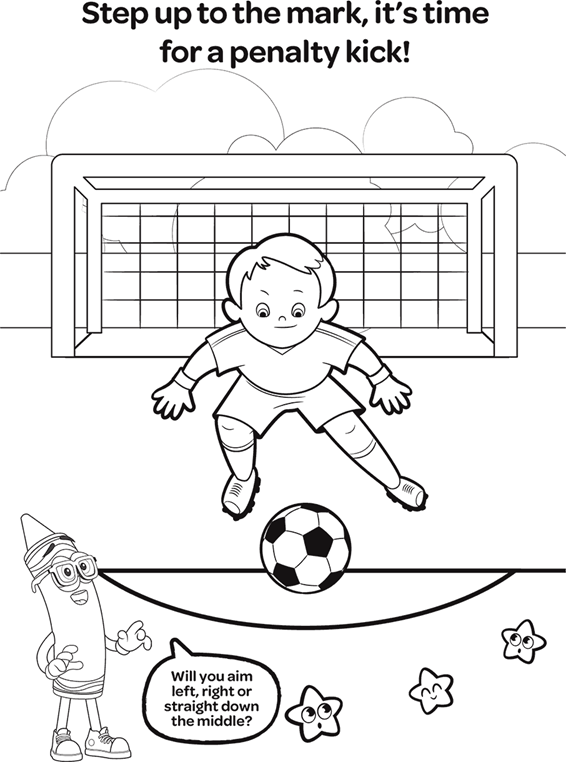 Soccer penalty kick coloring page