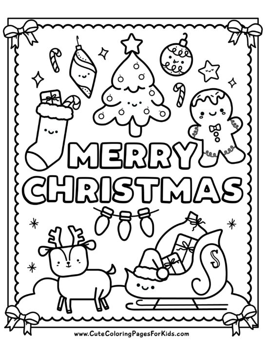 Christmas coloring pages cute free printable downloads