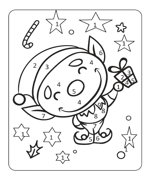 Premium vector christmas coloring page for kids