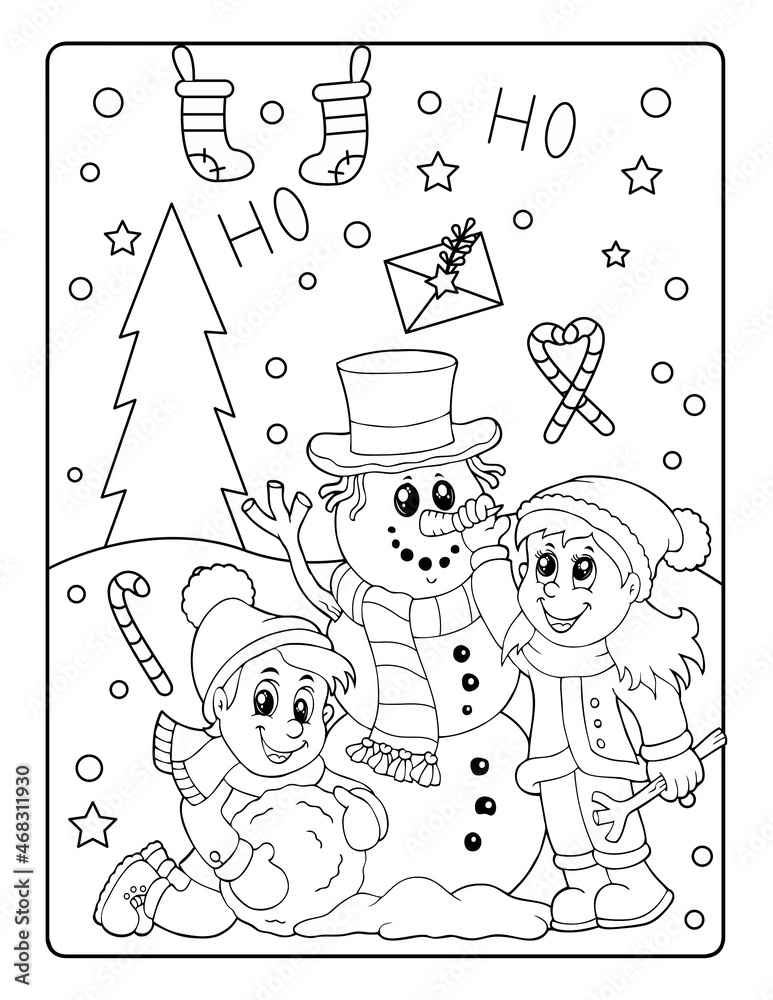 Christmas coloring pages for kids winter coloring pages for kids christmas coloring book pages for kids illustration