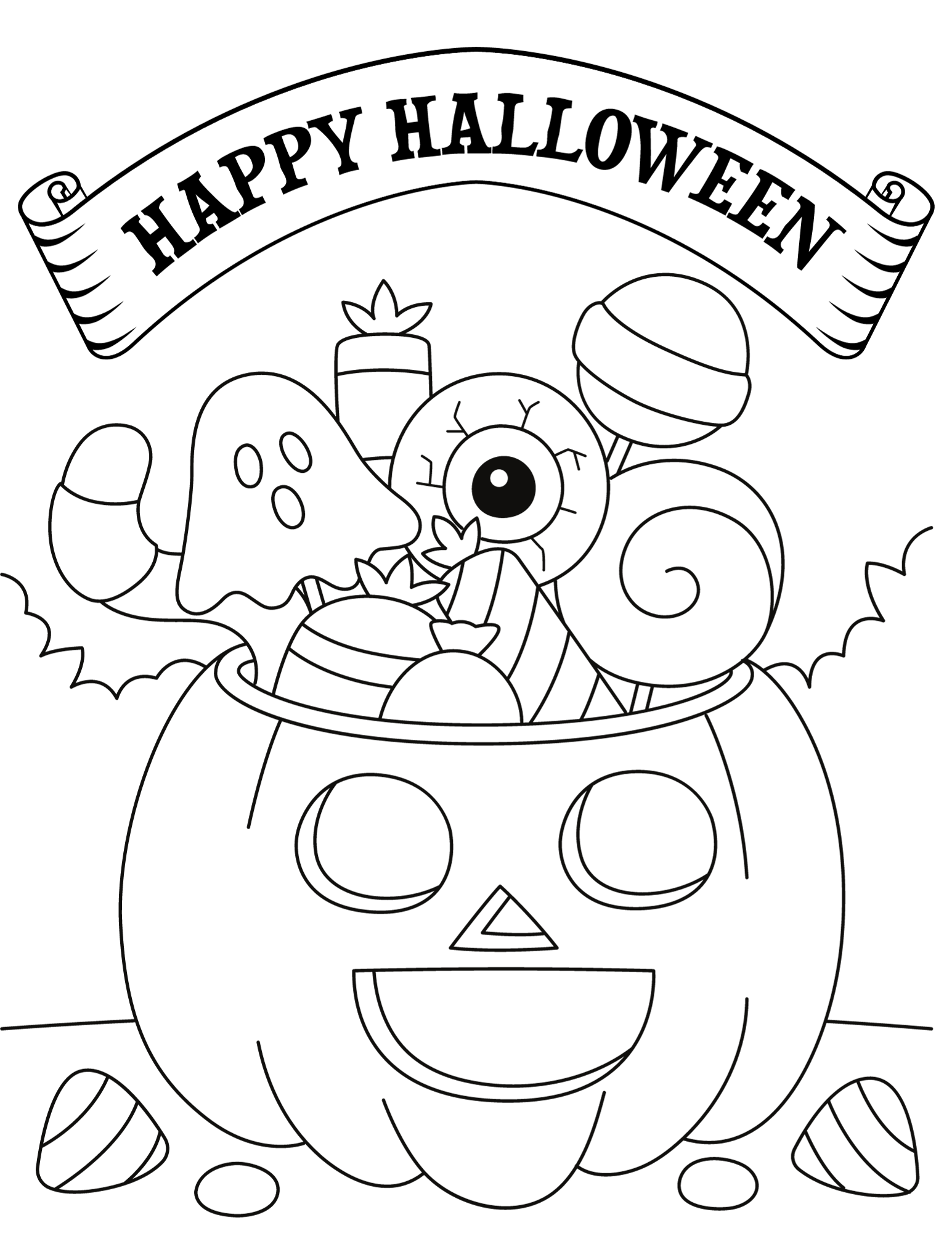 Cute halloween coloring pages for kids and adults