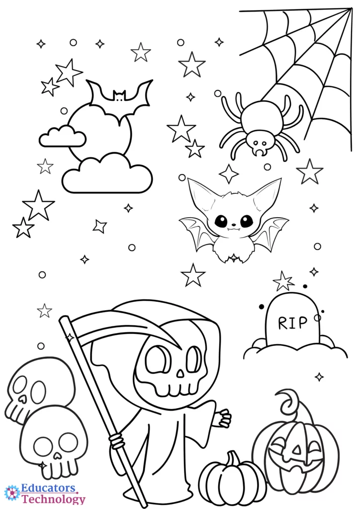 Free halloween coloring pages book for kids