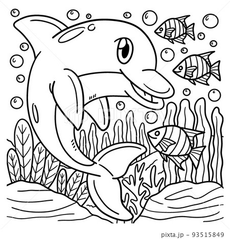 Dolphin animal coloring page for kids