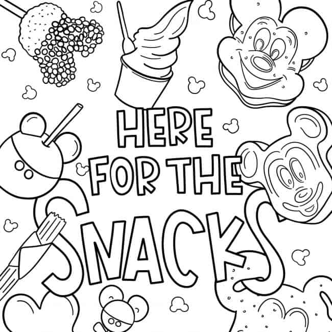 Disney coloring pages were here for the snacks