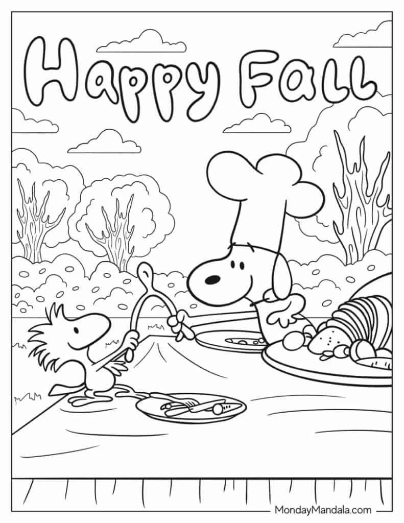 Autumn fall coloring pages free pdf printables