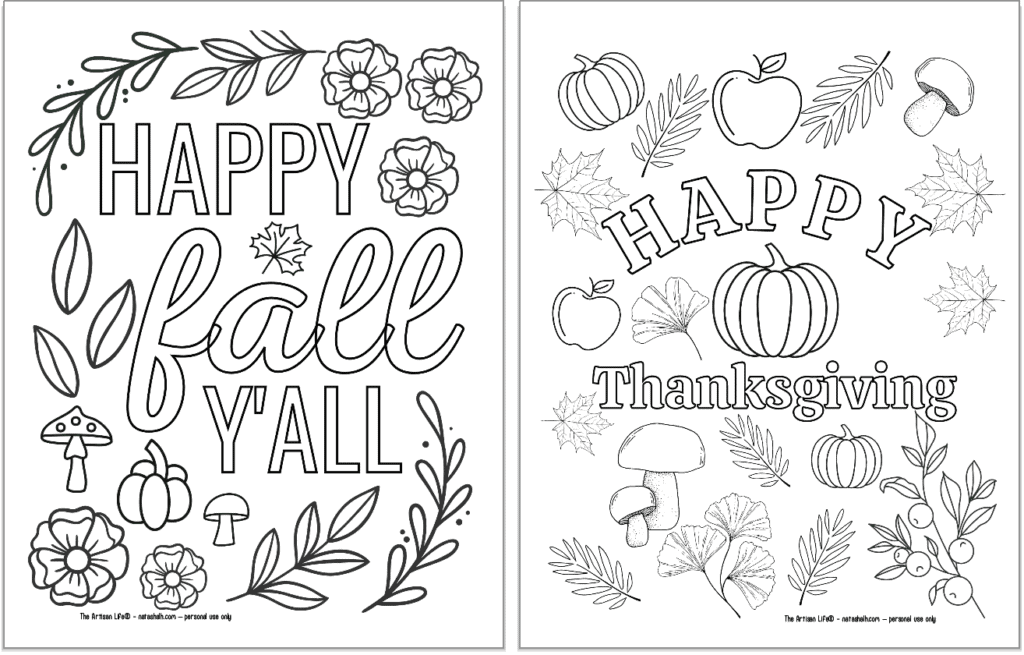 Free printable fall quote coloring pages for adults