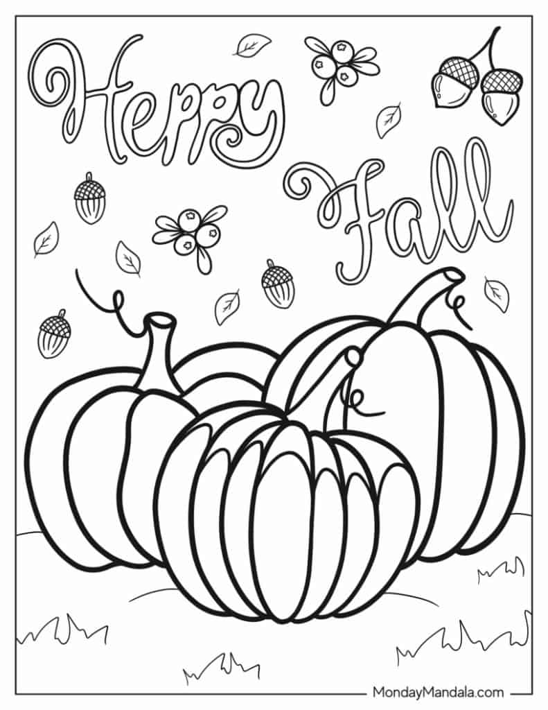 Autumn fall coloring pages free pdf printables