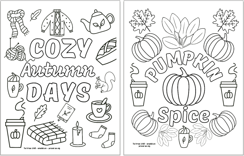 Free printable fall quote coloring pages for adults