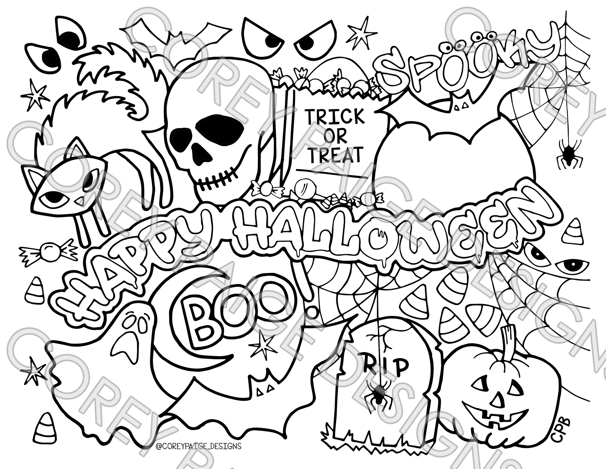 Happy halloween coloring sheet â