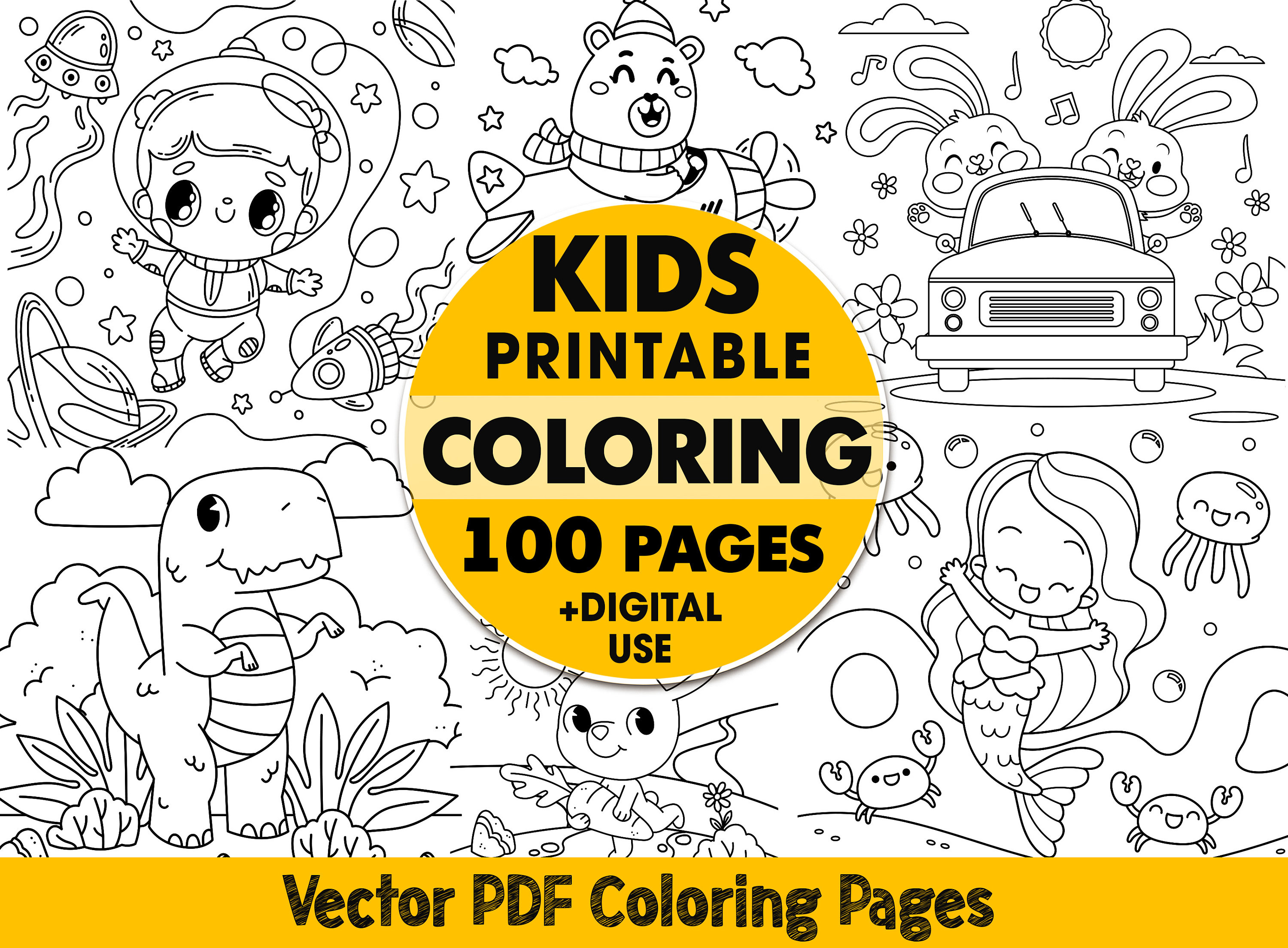 Coloring pages for kids printable digital coloring book pdf coloring pages for kids kids coloring book digital animal coloring sheets