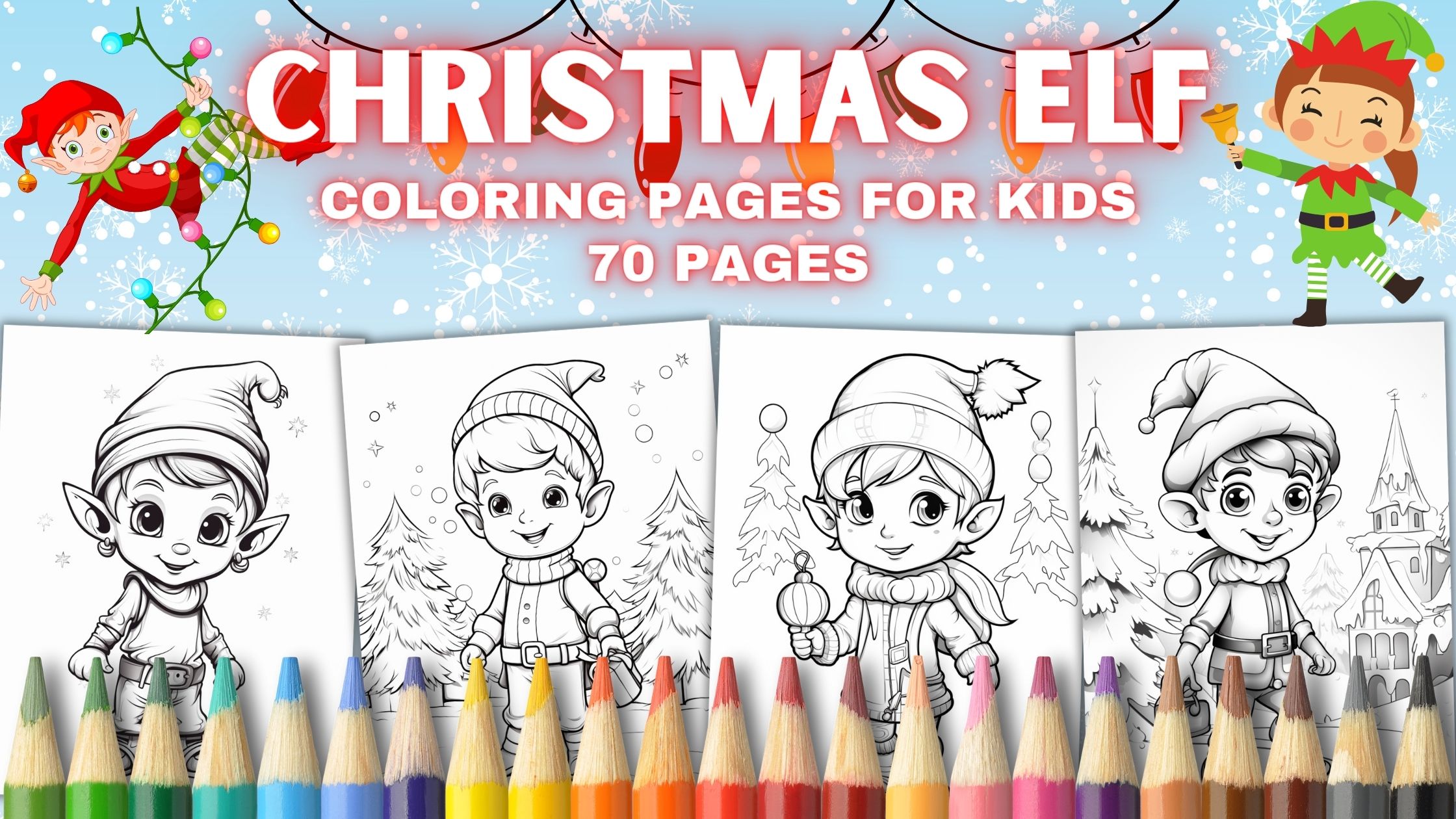 Free christmas elf loring pages for kids printable pdf download