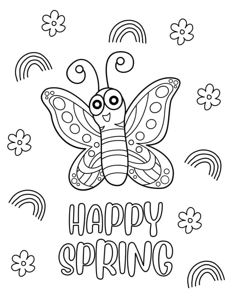 Free spring coloring pages for kids and adults