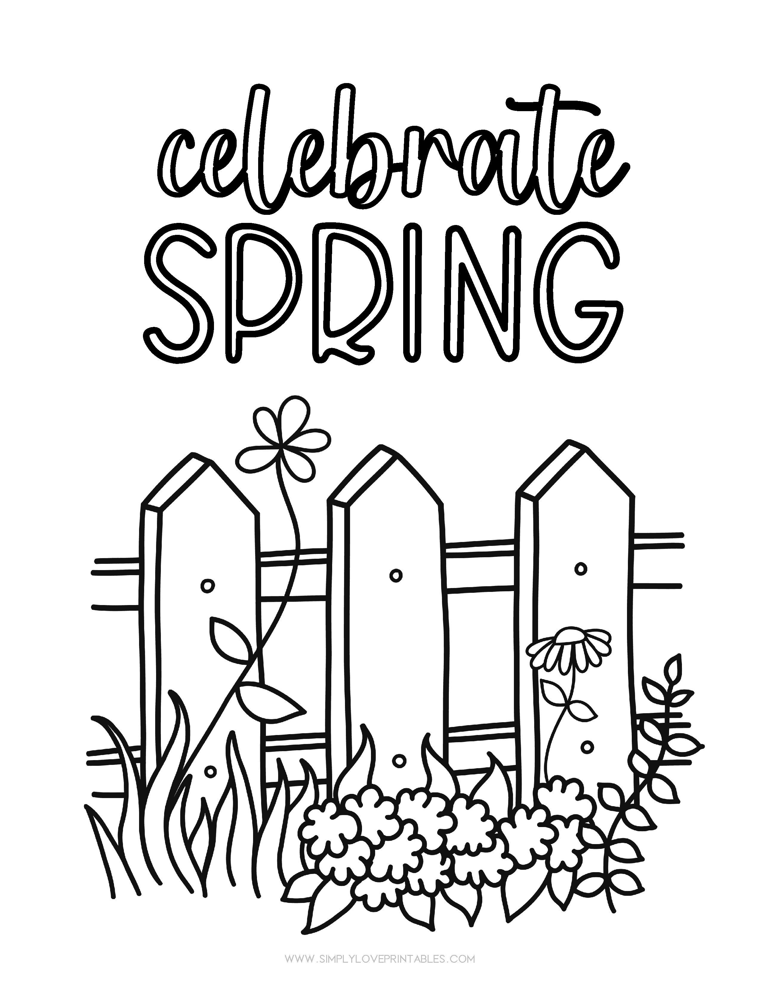 Spring coloring printable pages simply love printables