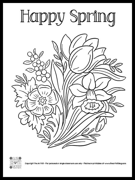 Happy spring coloring page free homeschool deals