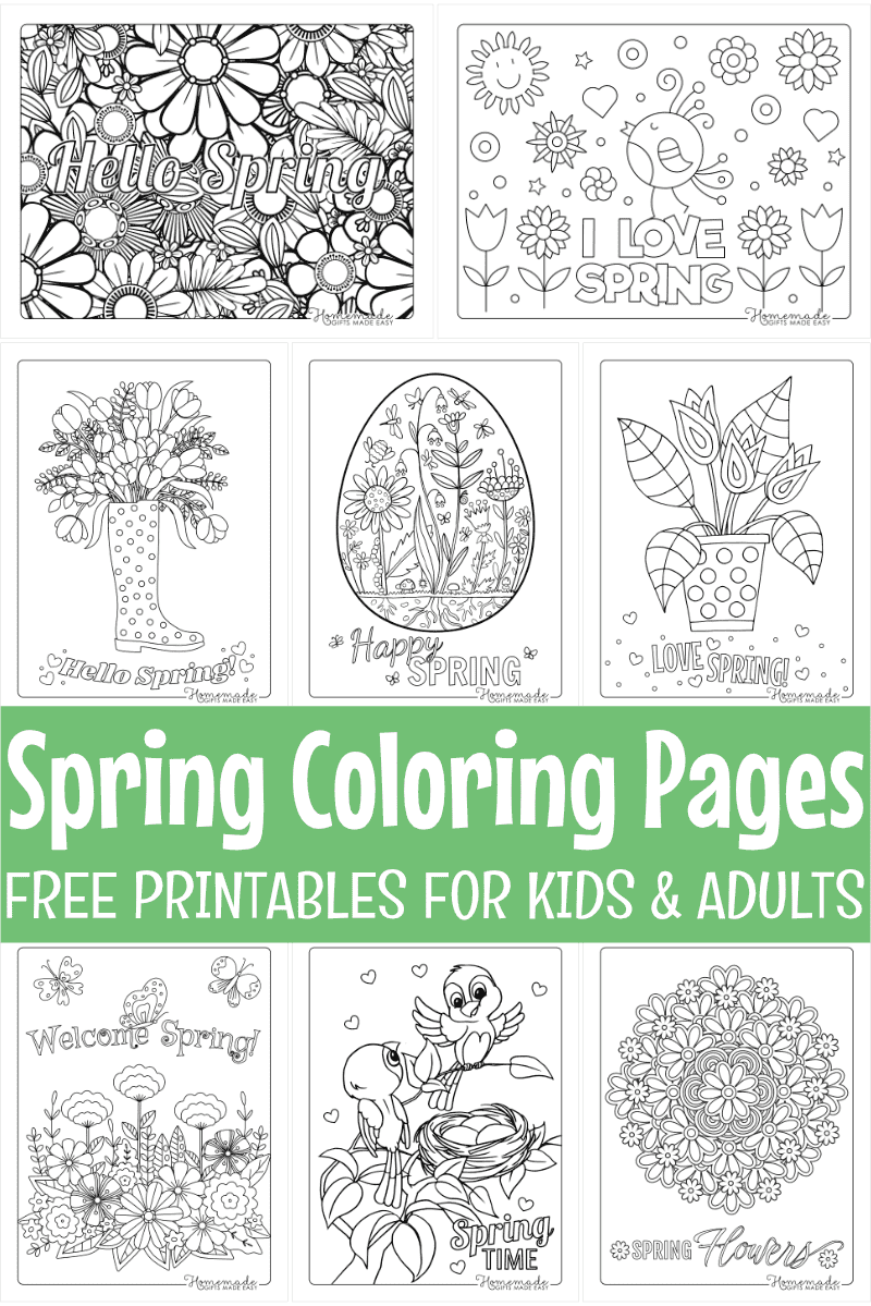 Free printable spring coloring pages for kids adults