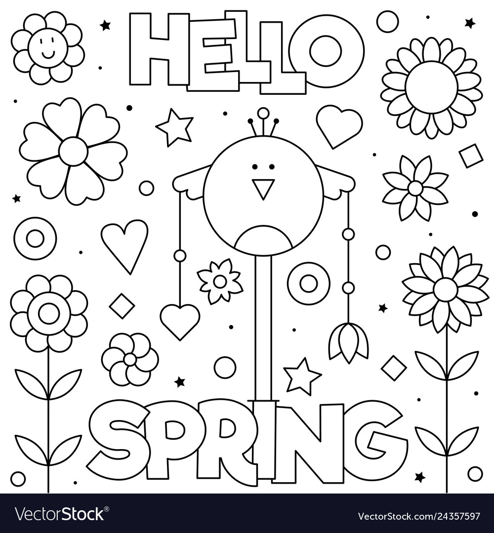 Hello spring coloring page royalty free vector image