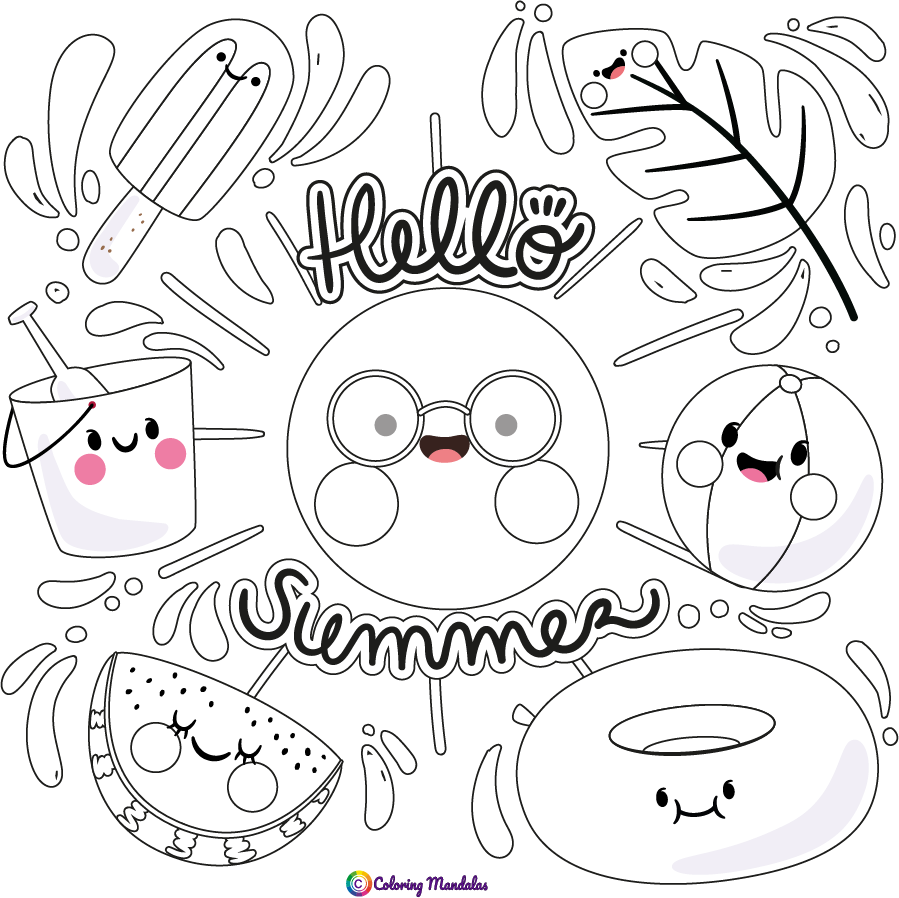 Summer coloring page for kids