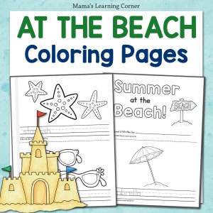 Summer coloring pages at the beach