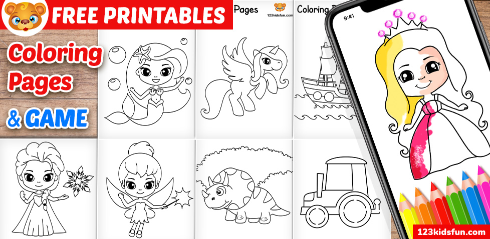 Free coloring pages for girls and boys kids fun apps