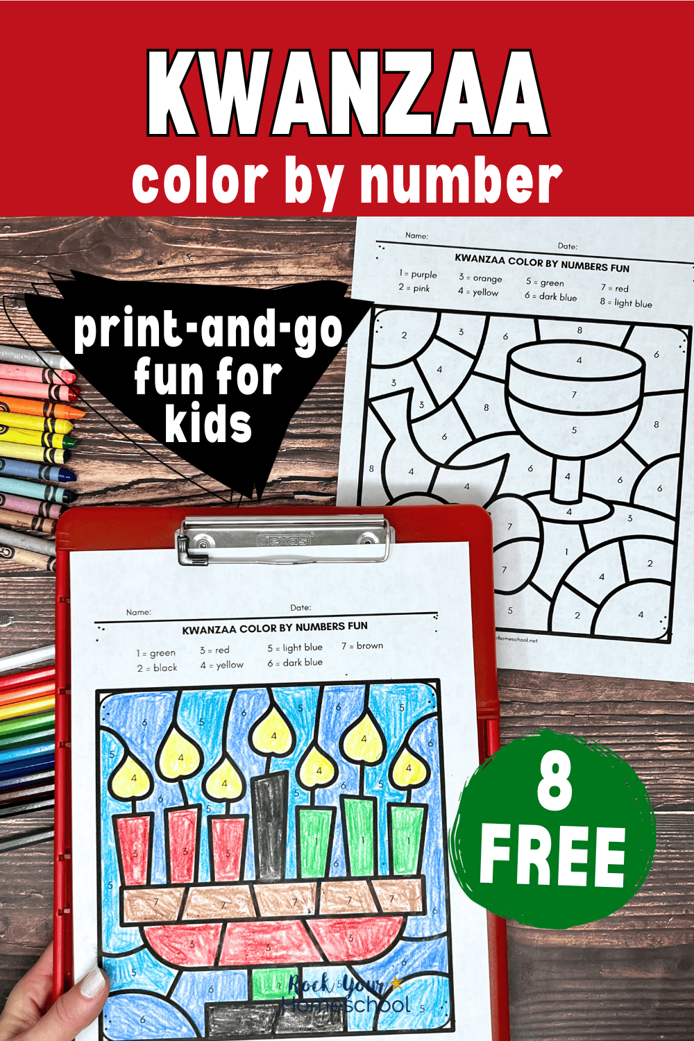 Kwanzaa printable activities for color by number fun free