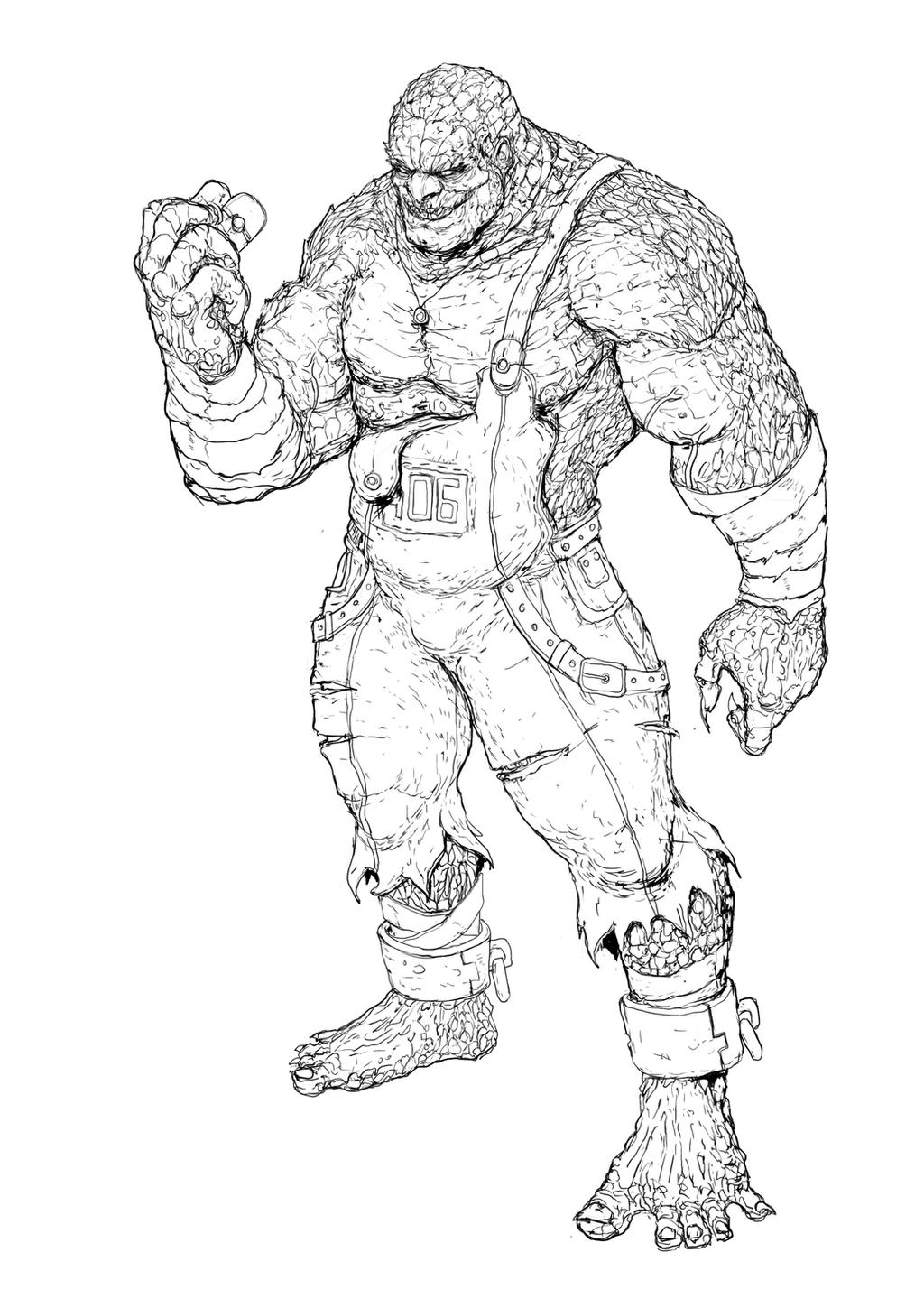 Killer croc lineart by garrygaller on