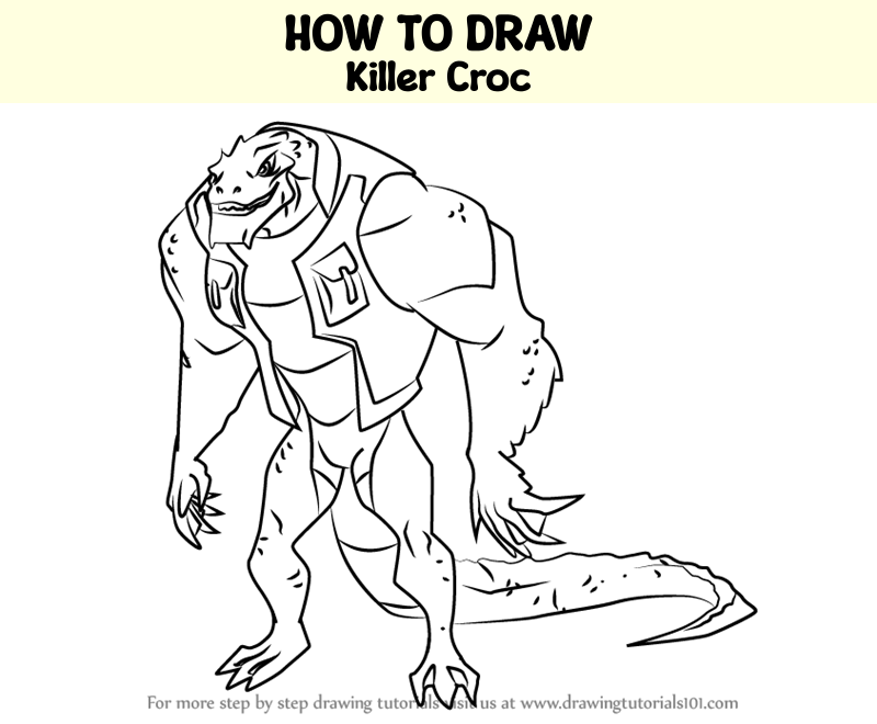 How to draw killer croc dc ics step by step