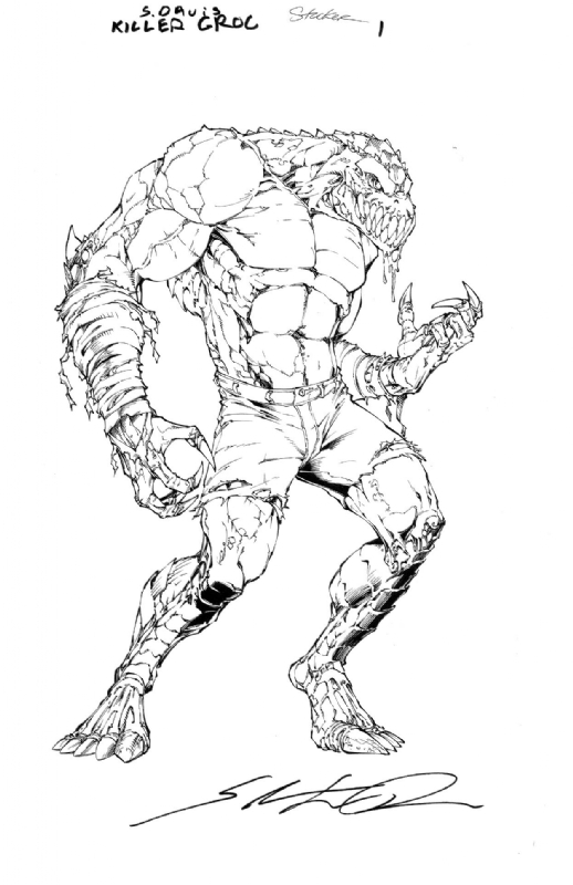 Killer croc shane davis in stephen snyders production art ic art gallery room