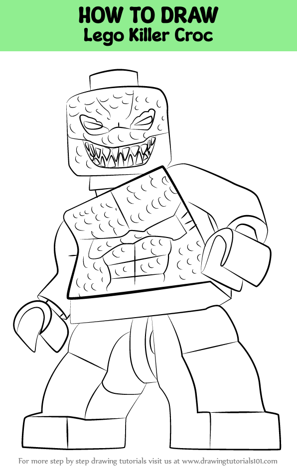 How to draw lego killer croc lego step by step