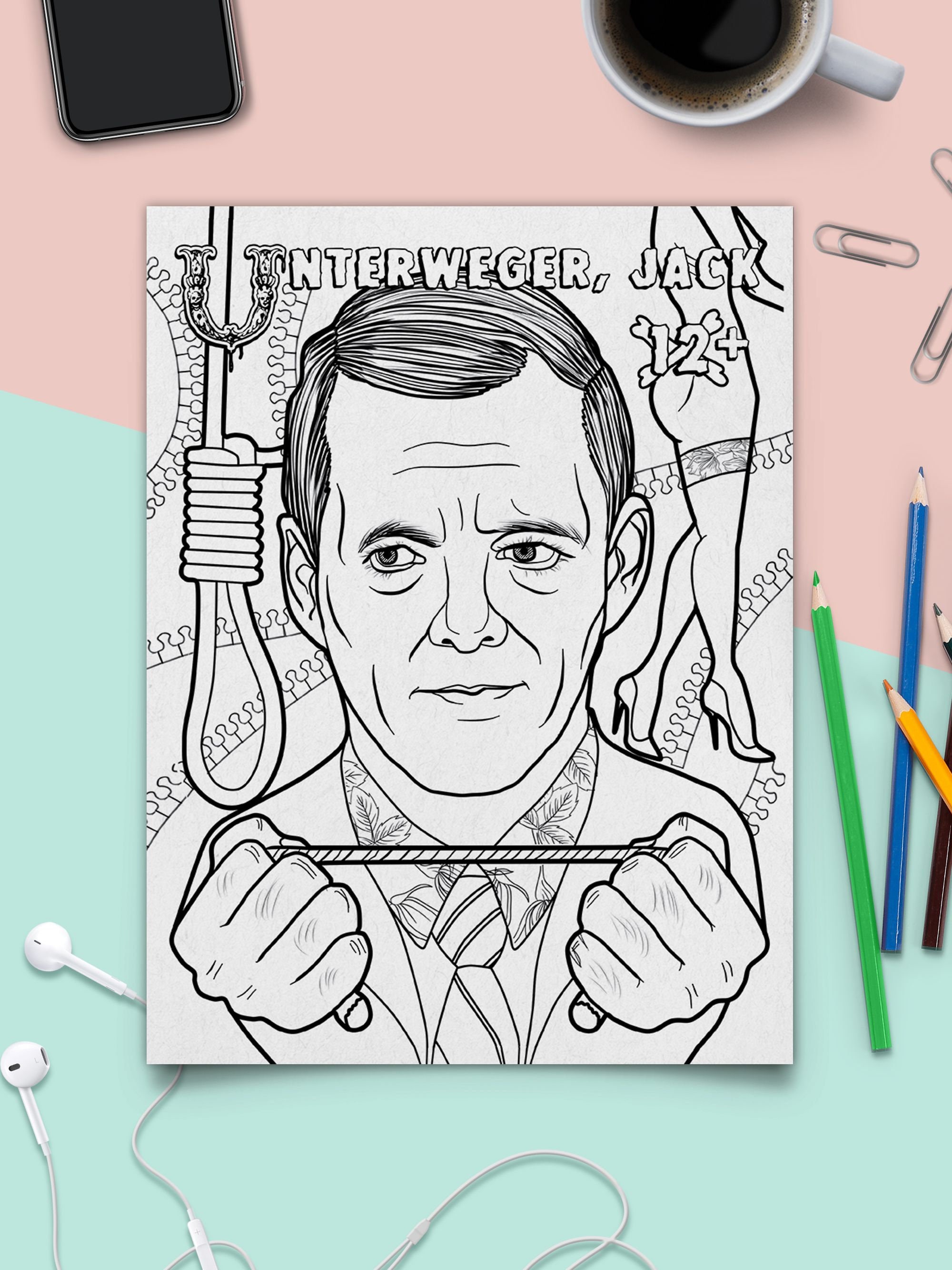 A true crime adult jpg pdf downloadable bloody alphabet the scariest serial killers coloring pages famous murderer jack unterweger instant download