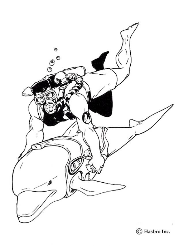 Action man surf patrol with dolphin coloring pages