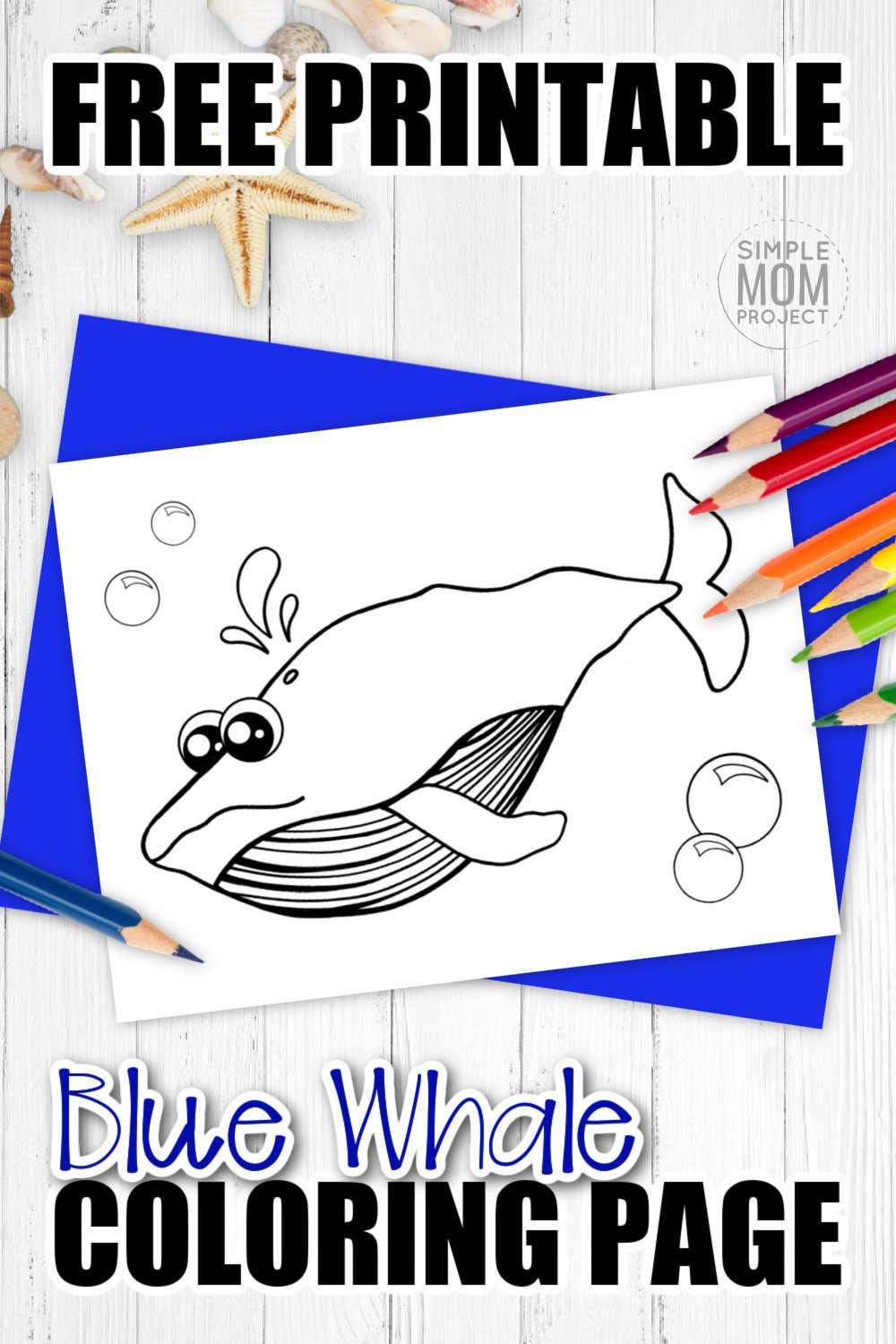 Free printable blue whale coloring page â simple mom project