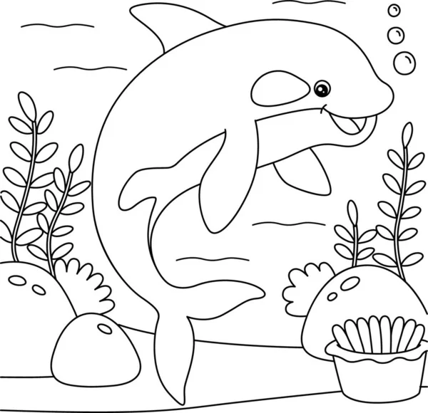 Killer whale coloring page kids stock vector by yayimages