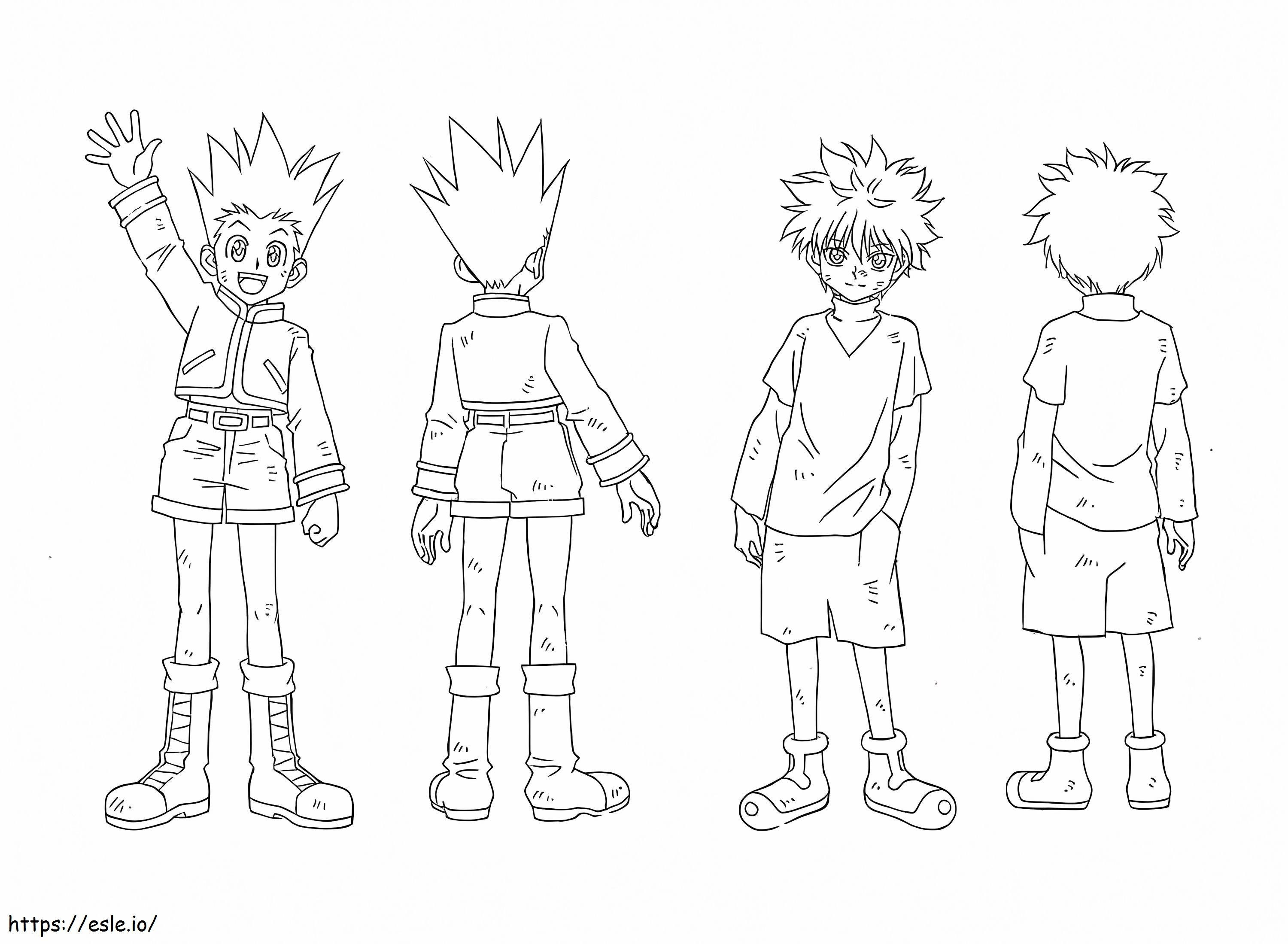 Gon and killua hunter x hunter coloring page