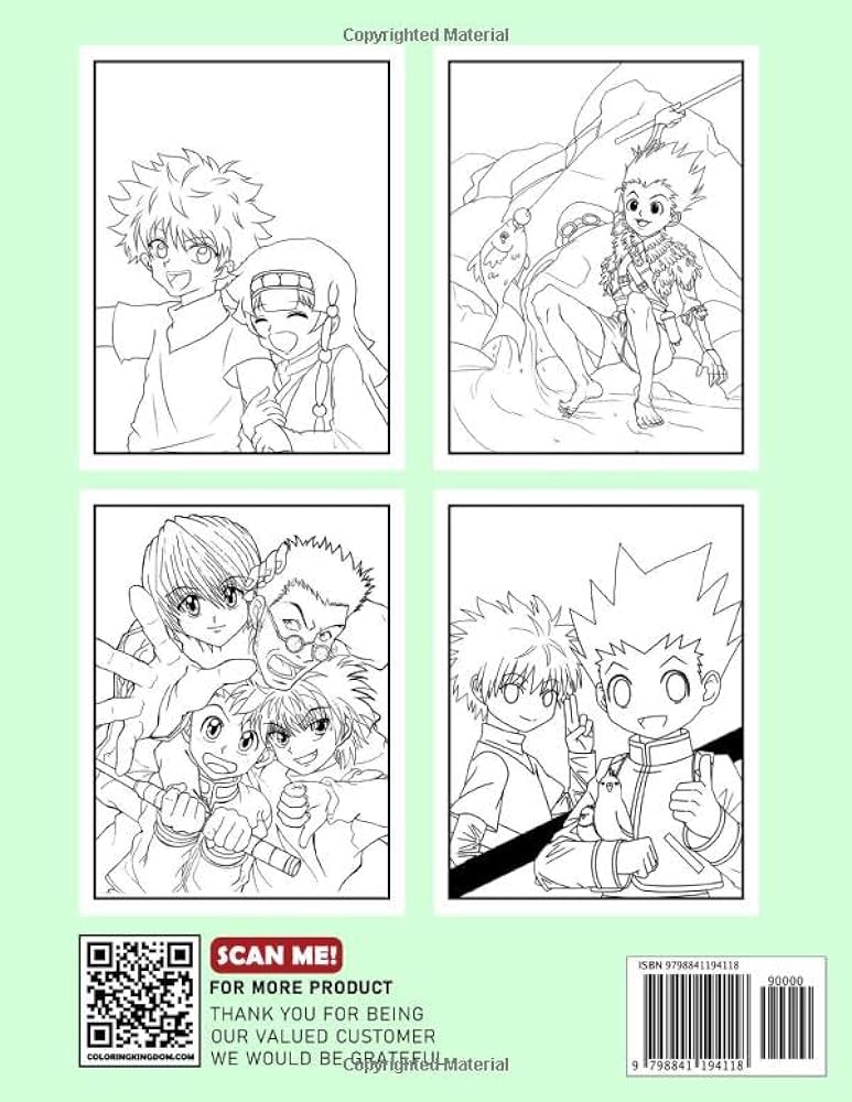 Äunter x äunter coloring book for kids anime manga killua and gon eyes box colorbook to drawing with pages high quality pictures to relaxation gift by grey laura grey