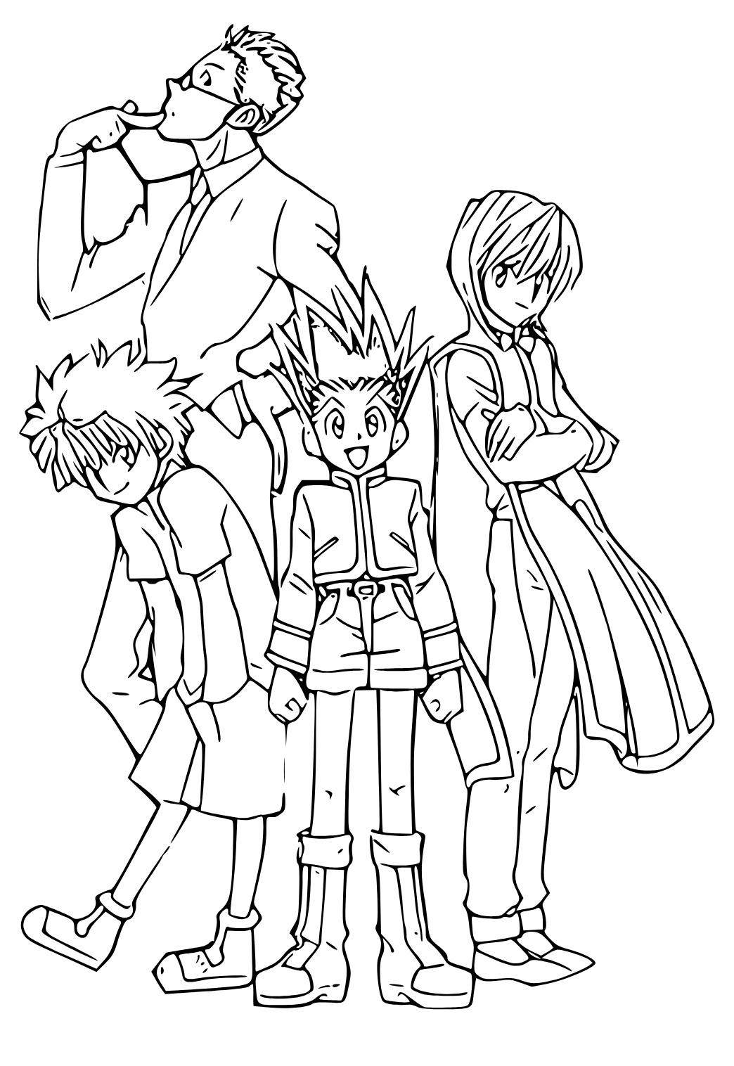 Free printable hunter x hunter friends coloring page for adults and kids