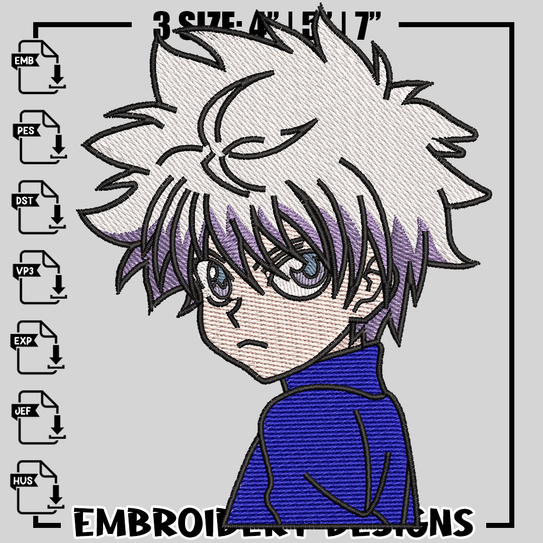 Killua anime embroidery design my hero academia embroidery