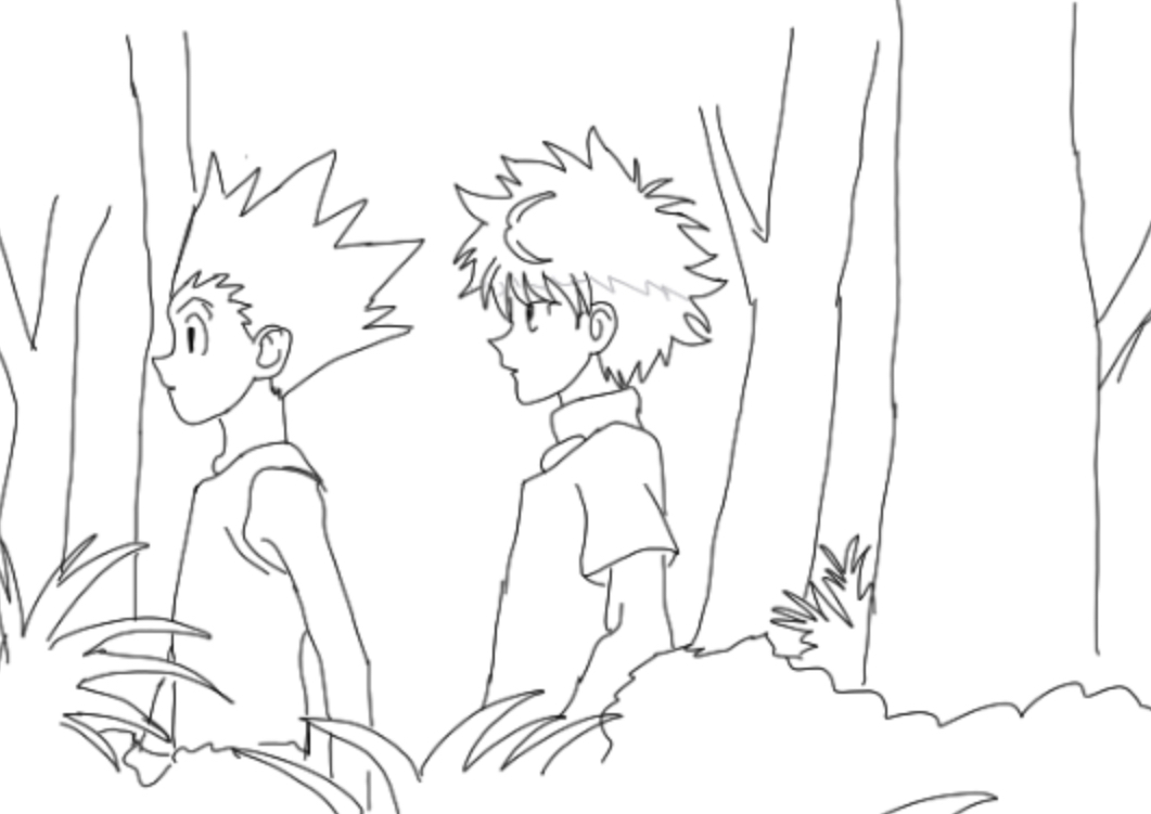 Just finished this gon and killua drawing dont mind the crappy background