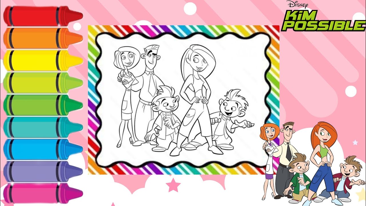 Kim possible and family coloring coloring video for kids coloring kimpossible