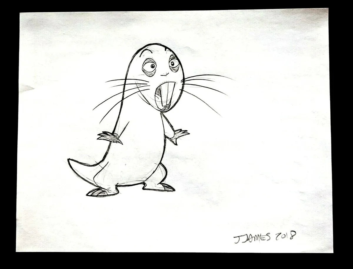 Kim possible rufus signed james artist hand drawn rtoon art x disney