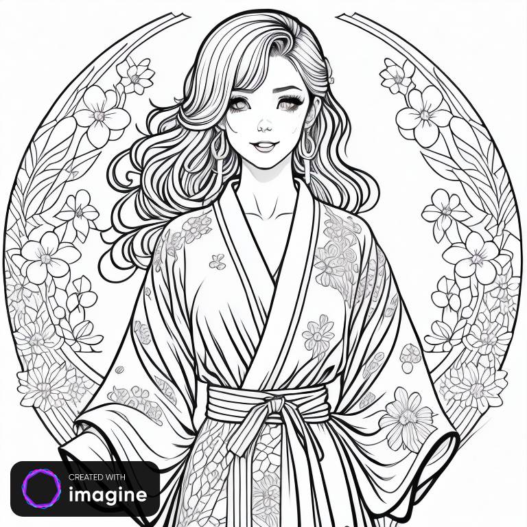 Kimono coloring page by diva on