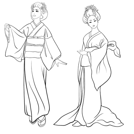 Kimono coloring page stock photos and images