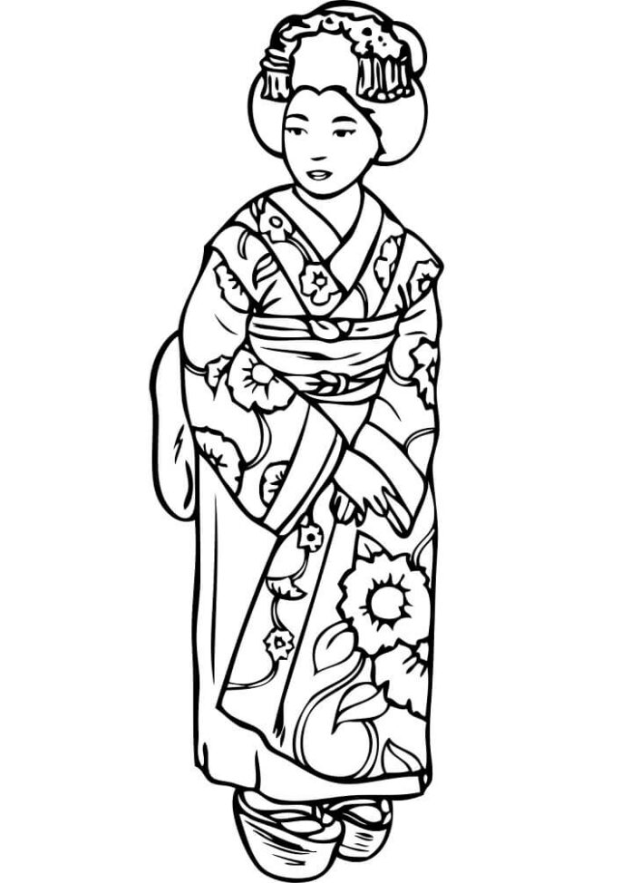 Kimono japan coloring book to print and online