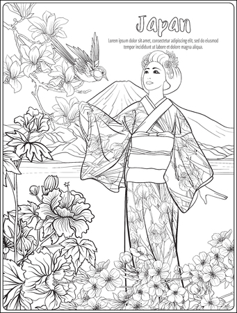 Kimono coloring page stock photos and images