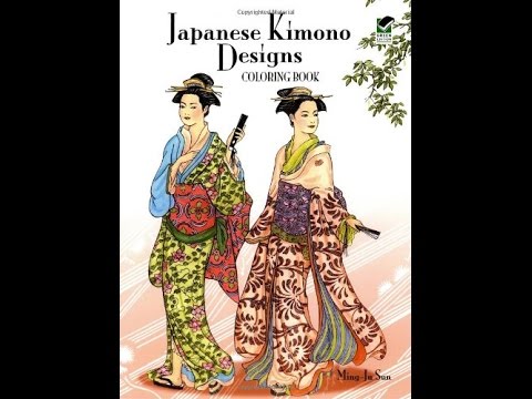 Flip through dover japanese kimono designs coloring book