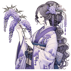 Wisteria flower woman in kimono â stickers