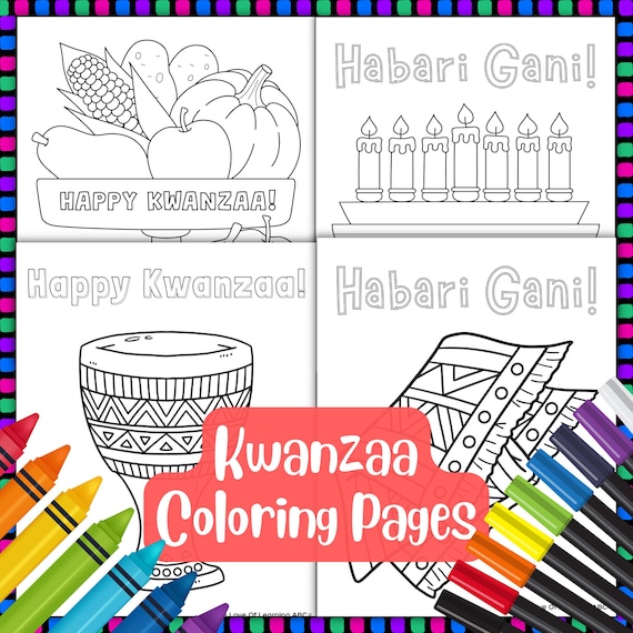 Kwanzaa coloring colouring pages printable worksheets pages pdf africa celebration kinara unity cup candle holder mishumaa saba mat instant download